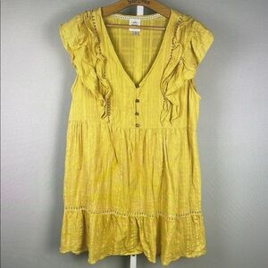 Yellow Ruffled Sleeveless Dress